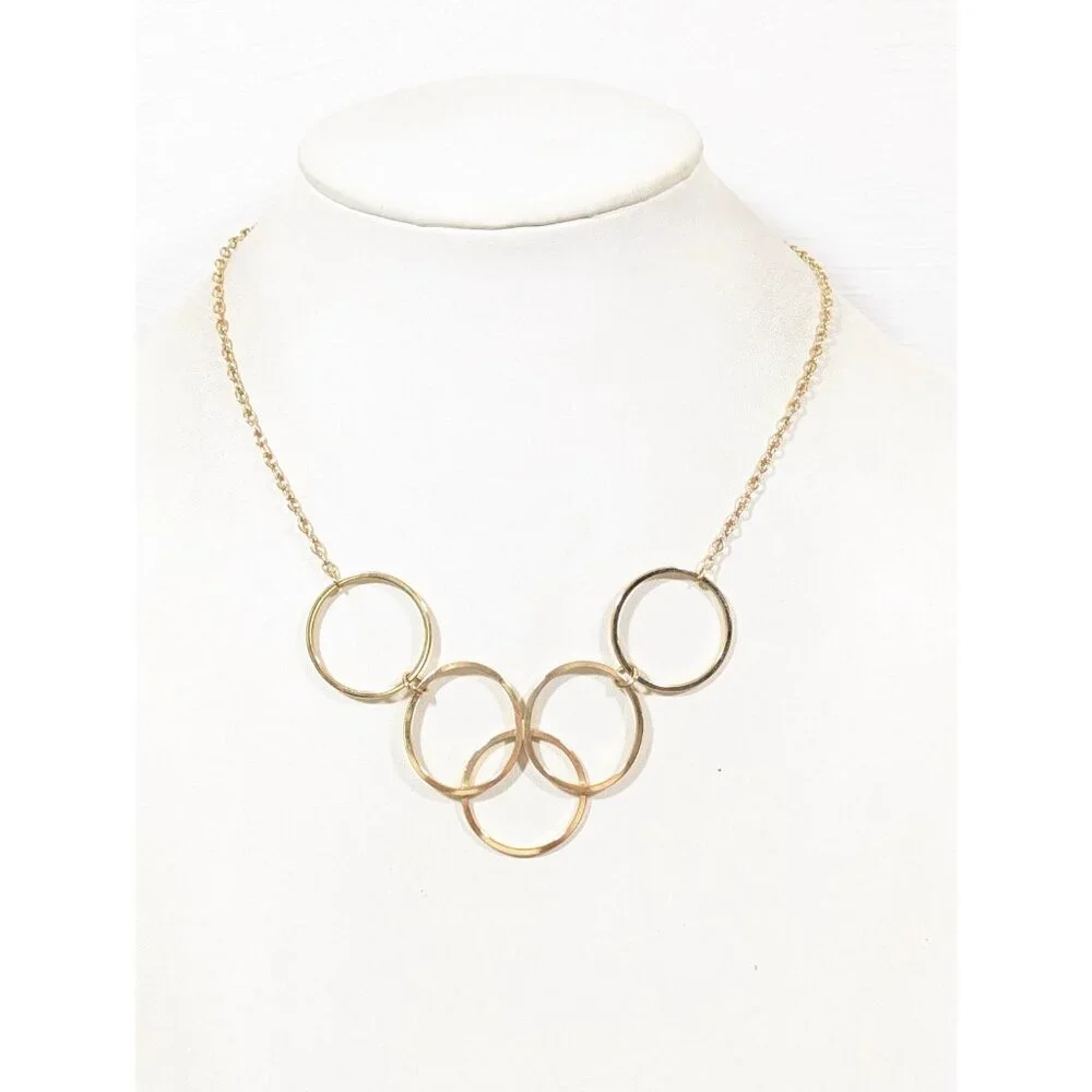 Vintage Avon Gilded Circles Necklace‎ Gold Tone Round Chain 70s Inspired 18 in